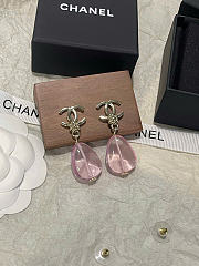 Chanel Pendant Earrings Metal & Glass Gold & Pink ABG794 - 1
