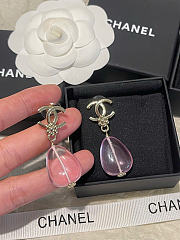 Chanel Pendant Earrings Metal & Glass Gold & Pink ABG794 - 4
