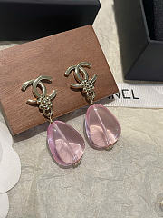 Chanel Pendant Earrings Metal & Glass Gold & Pink ABG794 - 3