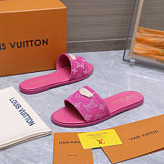 LV Lily Flat Mule Monogram Denim Fuchsia 1AJMZ4  - 3