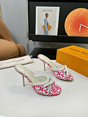 LV 6AM Mule Monogram Flowers Canvas Pink 9.5cm 1AJLK9  - 1