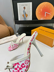 LV 6AM Mule Monogram Flowers Canvas Pink 9.5cm 1AJLK9  - 5