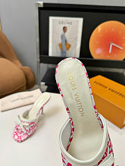 LV 6AM Mule Monogram Flowers Canvas Pink 9.5cm 1AJLK9  - 6