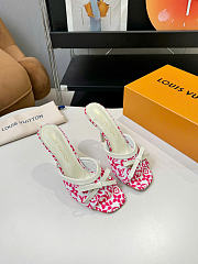 LV 6AM Mule Monogram Flowers Canvas Pink 9.5cm 1AJLK9  - 2