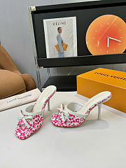 LV 6AM Mule Monogram Flowers Canvas Pink 9.5cm 1AJLK9  - 3