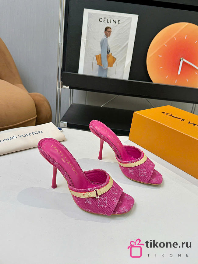 LV 6AM Mule Monogram Denim Fuchsia 9.5cm 1AJMXS - 1