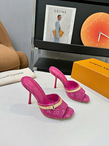 LV 6AM Mule Monogram Denim Fuchsia 9.5cm 1AJMXS