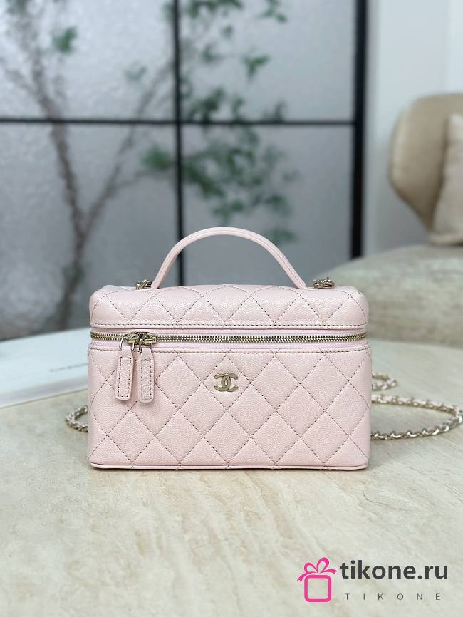 Chanel Vanity with Chain Grained Caviar & Gold-Tone Metal Light Pink - 19.5x17x5cm - 1