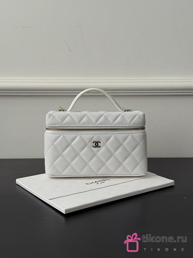 Chanel Vanity with Chain Grained Caviar & Gold-Tone Metal White - 19.5x17x5cm - 1