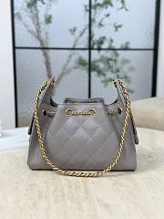 Chanel 25 Mini Handbag Grained Calfskin & Gold Tone Metal Gray - 22x20x12.5cm - 5