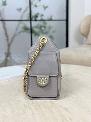 Chanel 25 Mini Handbag Grained Calfskin & Gold Tone Metal Gray - 22x20x12.5cm - 4