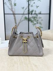 Chanel 25 Mini Handbag Grained Calfskin & Gold Tone Metal Gray - 22x20x12.5cm - 3