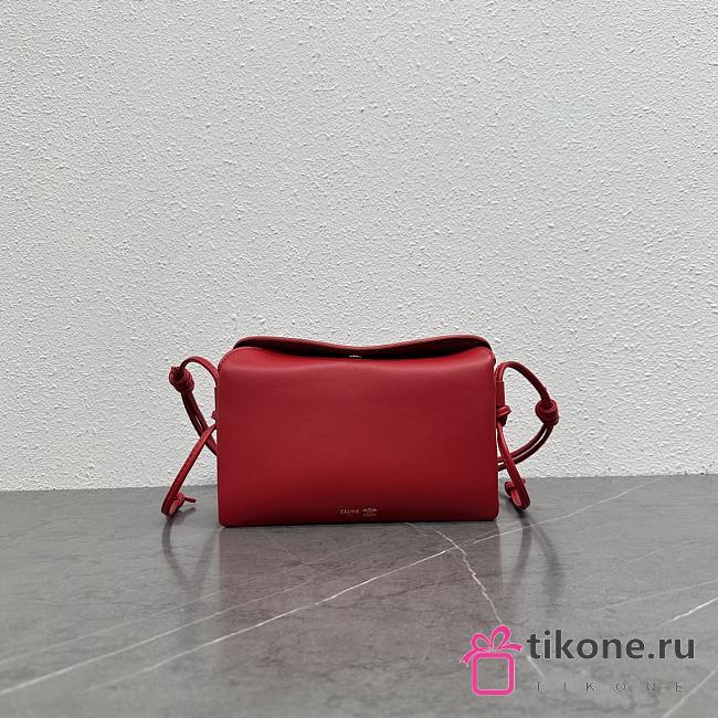 Celine Trio Flap In Smooth Lambskin Red - 22.5x13x3.5cm - 1