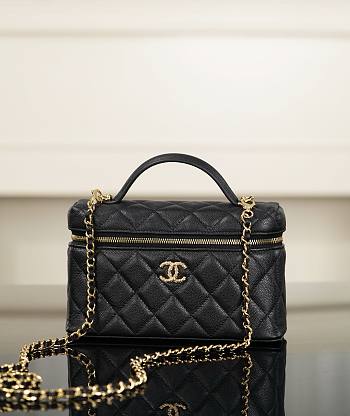 Chanel Vanity with Chain Grained Caviar & Gold-Tone Metal Black 26006 - 19.5x17x5cm