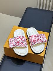 LV Pool Pillow Flat Comfort Mule Monogram Flowers Canvas Pink 1AJN96  - 1