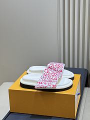 LV Pool Pillow Flat Comfort Mule Monogram Flowers Canvas Pink 1AJN96  - 5