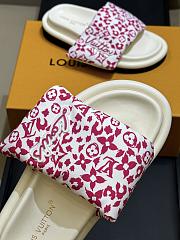 LV Pool Pillow Flat Comfort Mule Monogram Flowers Canvas Pink 1AJN96  - 4