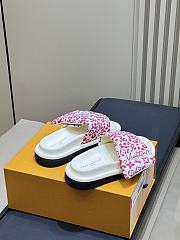 LV Pool Pillow Flat Comfort Mule Monogram Flowers Canvas Pink 1AJN96  - 3