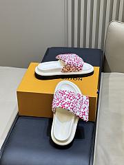 LV Pool Pillow Flat Comfort Mule Monogram Flowers Canvas Pink 1AJN96  - 2