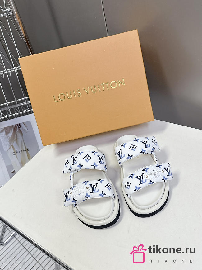 LV Nautical Pool Pillow Comfort Mule Monogram Nylon Blue 1AHMKL - 1