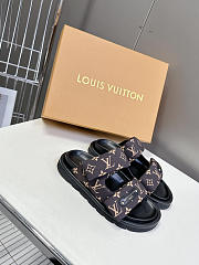 LV Pool Pillow Flat Comfort Mule Monogram Nylon Cacao Brown 1AHMDM  - 3