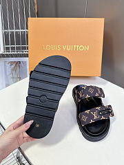 LV Pool Pillow Flat Comfort Mule Monogram Nylon Cacao Brown 1AHMDM  - 2