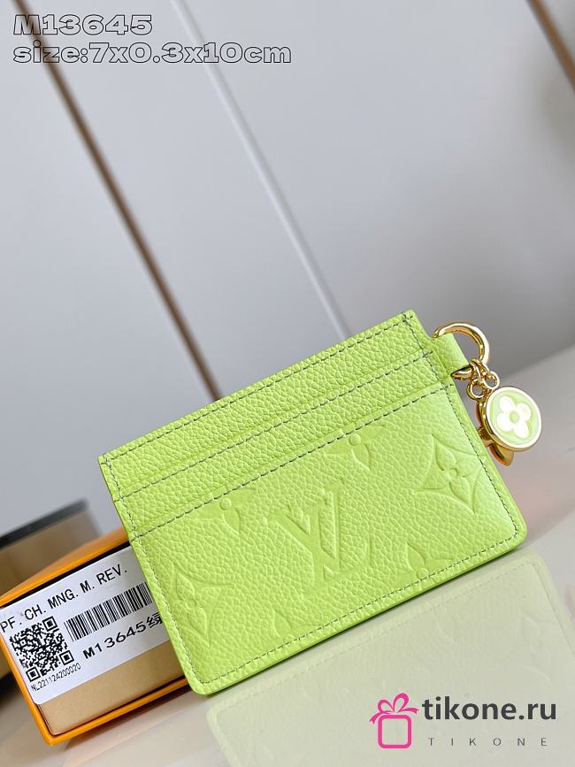 LV Charms Card Holder Green M13645 - 10.2x7.3x0.3cm - 1