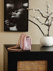 Chanel Evening Bag Diamante, Imitation Pearls & Gold-Tone Metal Dark Pink, Pearly White & Light Pink - 21x13x8cm - 5