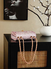 Chanel Evening Bag Diamante, Imitation Pearls & Gold-Tone Metal Dark Pink, Pearly White & Light Pink - 21x13x8cm - 2