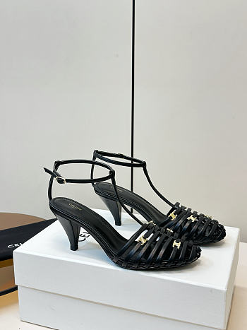 Celine Cage Strappy Sandal In Goatskin Black 60mm