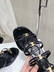 Celine Clemence Heeled Sandal In Glossy Calfskin Black 40mm - 5