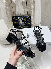 Celine Clemence Heeled Sandal In Glossy Calfskin Black 40mm - 3