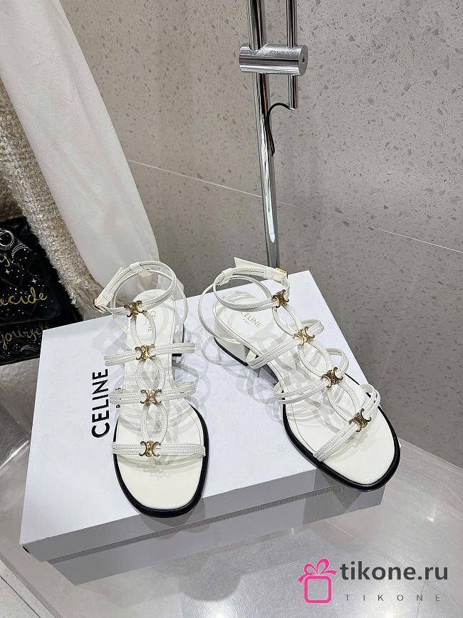 Celine Clemence Heeled Sandal In Lamskin Milk 40mm - 1