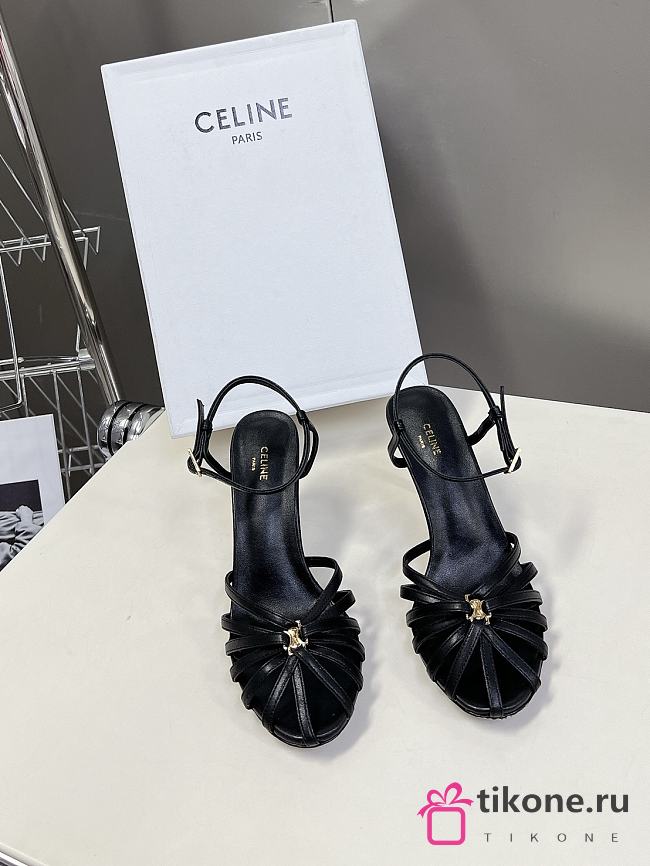 Celine Sandal Triomphe In Lambskin Black 85mm - 1