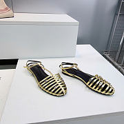 Celine Cage Flat Sandal In Laminated Lambskin Gold - 3