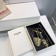 Celine Cage Flat Sandal In Laminated Lambskin Gold - 2
