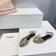Celine Cage Flat Sandal In Laminated Lambskin Gold - 5