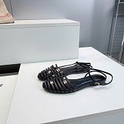 Celine Cage Flat Sandal In Lambskin Black - 5