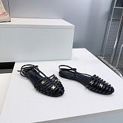 Celine Cage Flat Sandal In Lambskin Black - 6