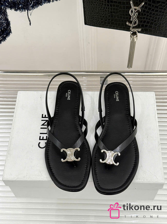 Celine Biki Sandal In Calfskin Black - 1