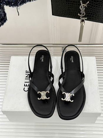 Celine Biki Sandal In Calfskin Black