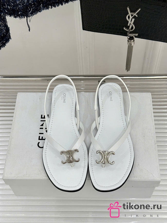 Celine Biki Sandal In Calfskin White - 1