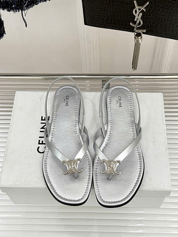 Celine Biki Sandal In Calfskin Silver 