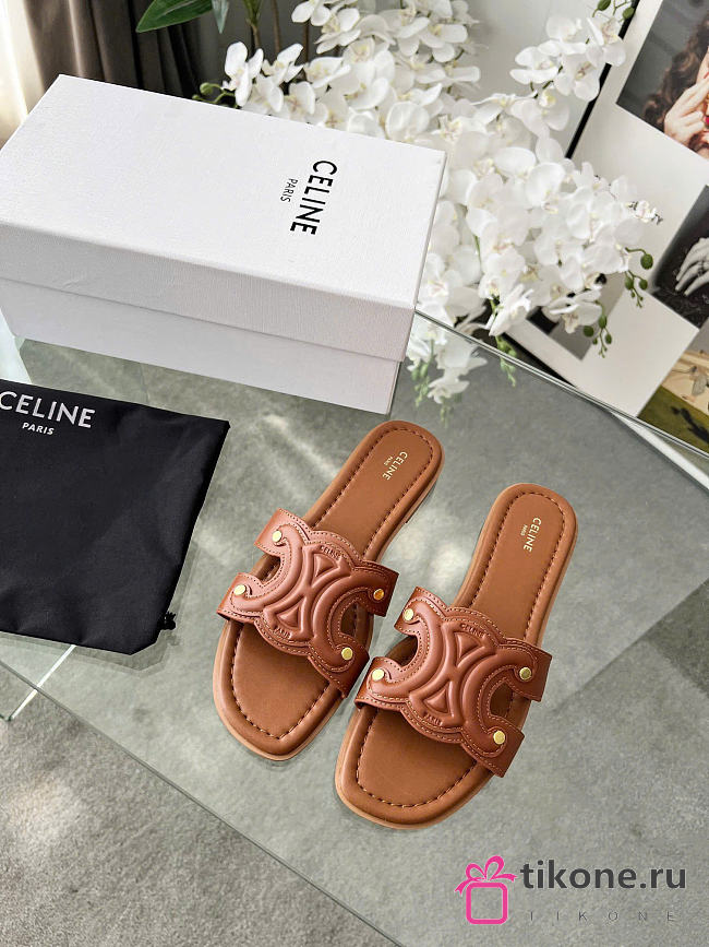 Celine Marina Mule In Calfskin Brown - 1