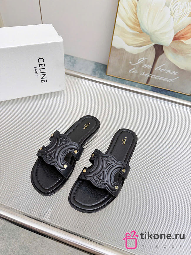 Celine Marina Mule In Calfskin Black - 1