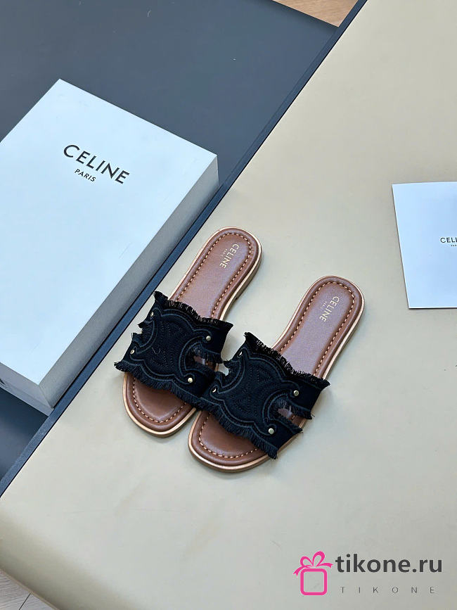 Celine Marina Mule In Canvas Black - 1