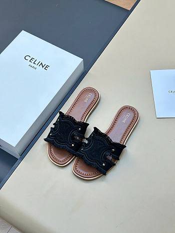 Celine Marina Mule In Canvas Black