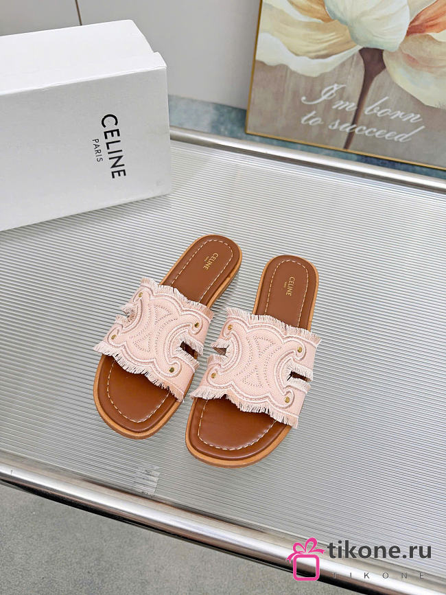 Celine Marina Mule In Canvas Powder Pink - 1
