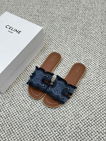 Celine Marina Mule In Denim Blue