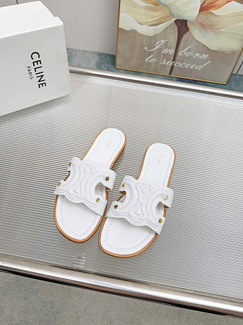 Celine Marina Mule In Calfskin White